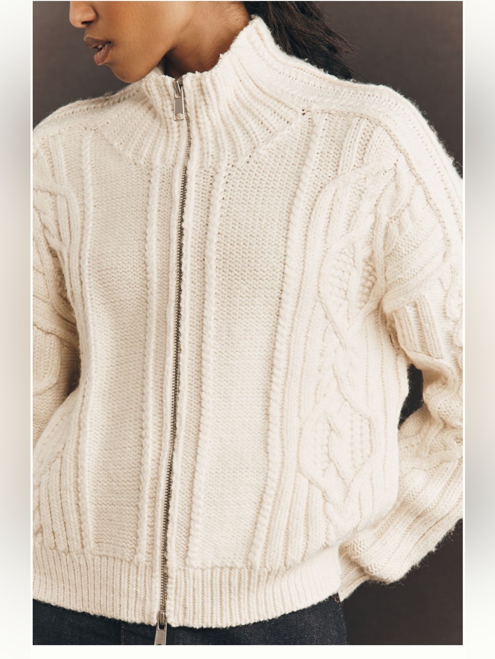 Anthropologie pilcro collared cable knit sweater size large nwot - Picture 4 of 8